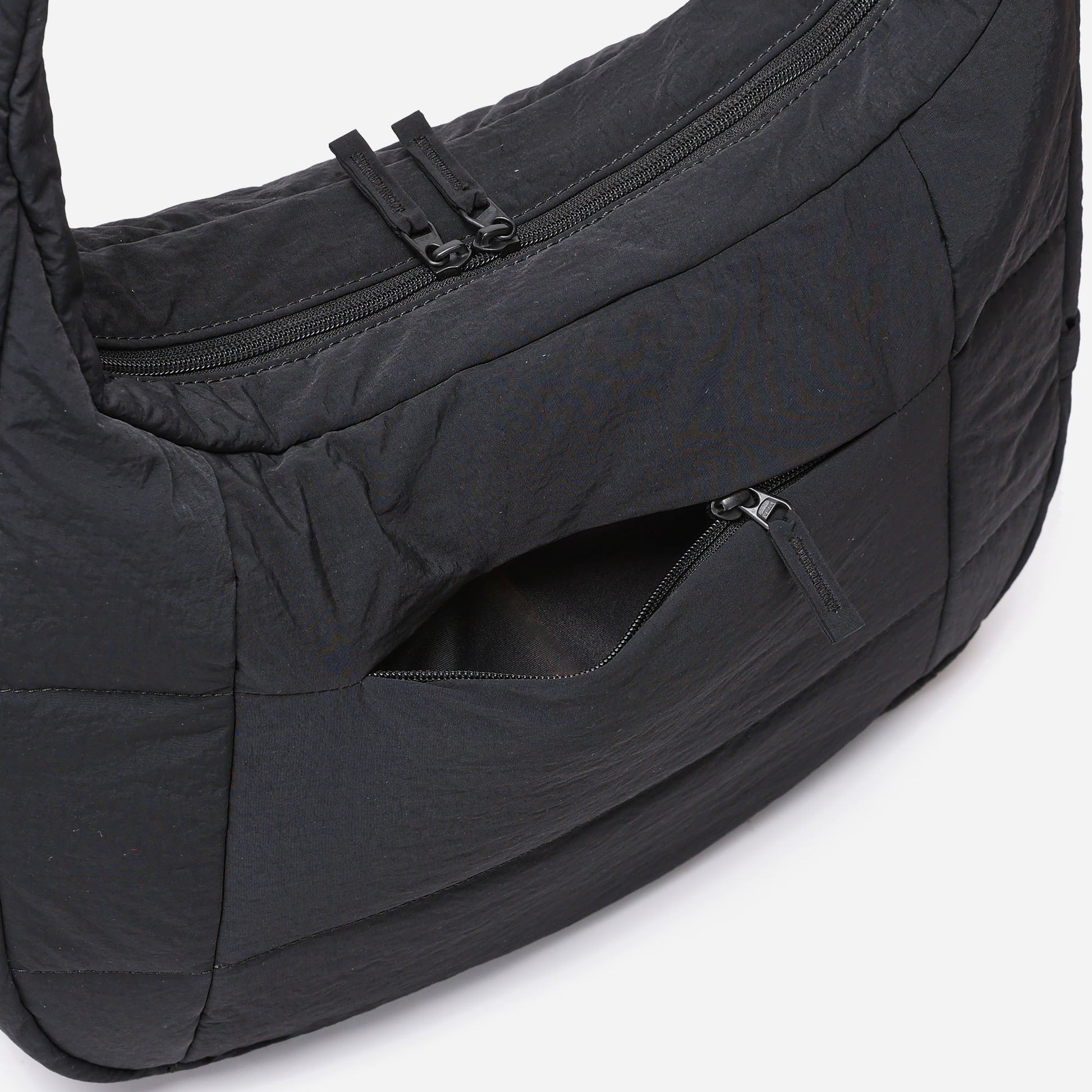 Hobo Puff Crossbody Bag (Black)
