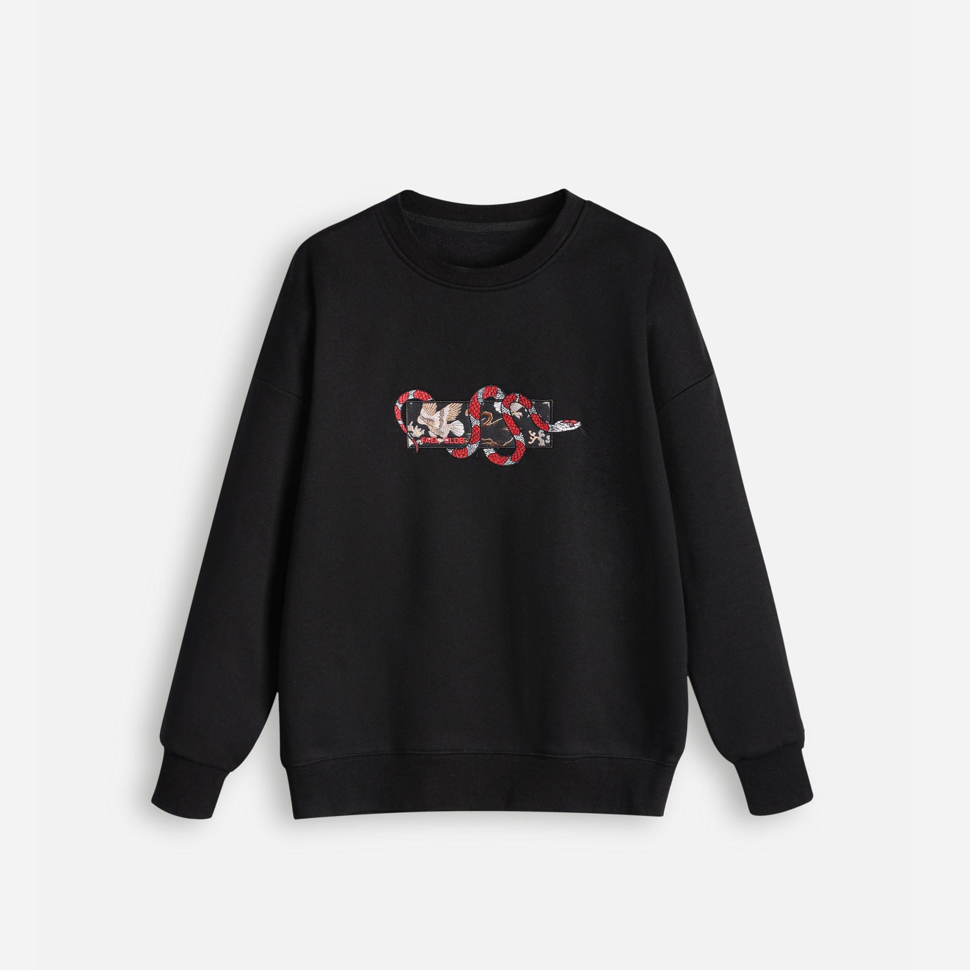 Swathshirt with Snake Embroidery - Majestic Eagle Sweatshirts Dude & Bestie (Black)