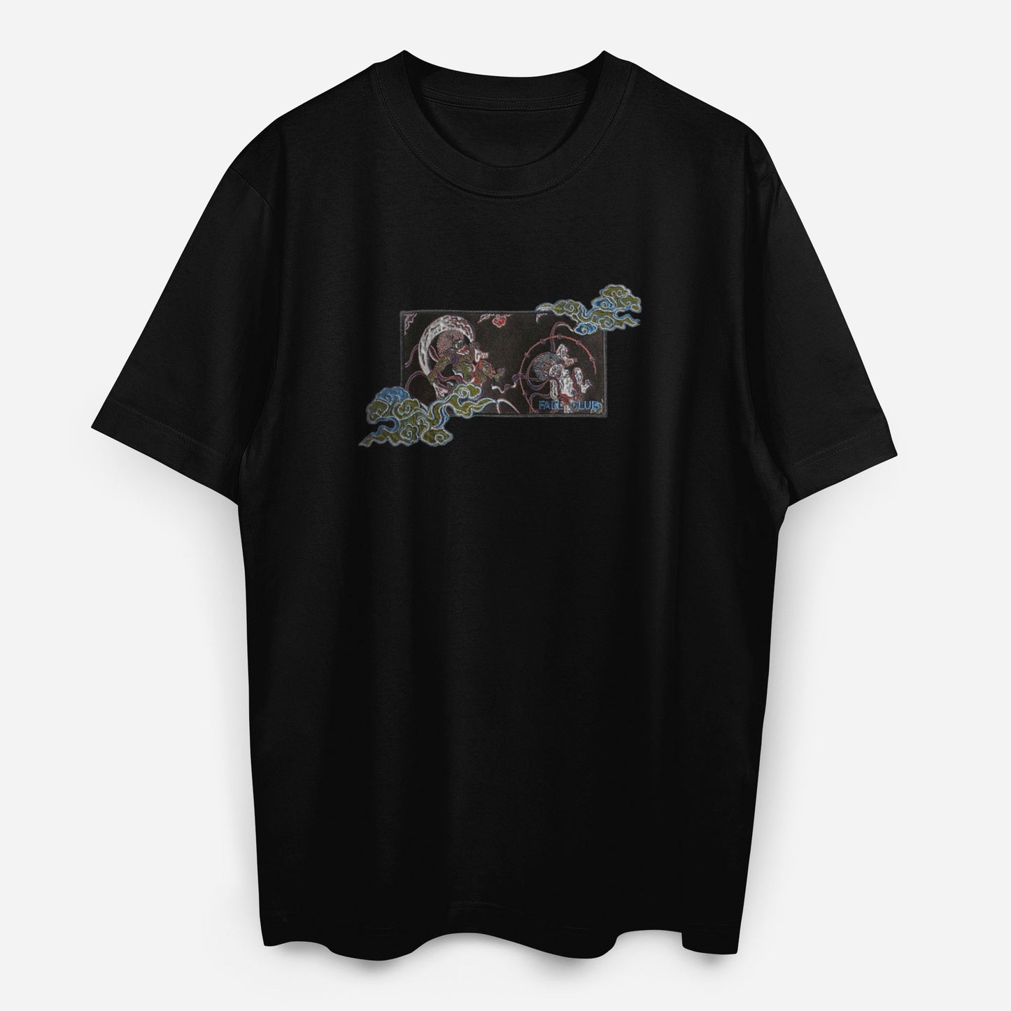 Fuiji Raijin Nishijin-ori Embroidery T-shirt Black Color