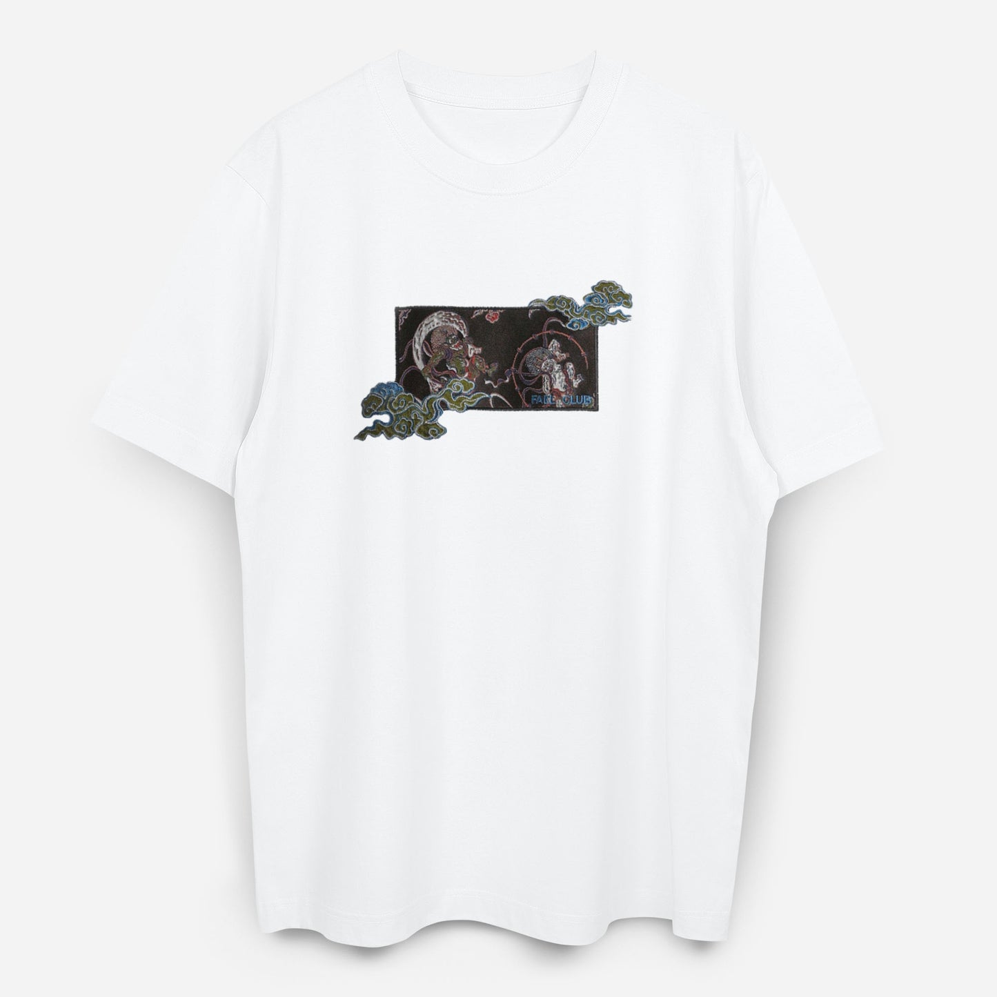 Fuiji Raijin Nishijin-ori Embroidery White Color T-shirt