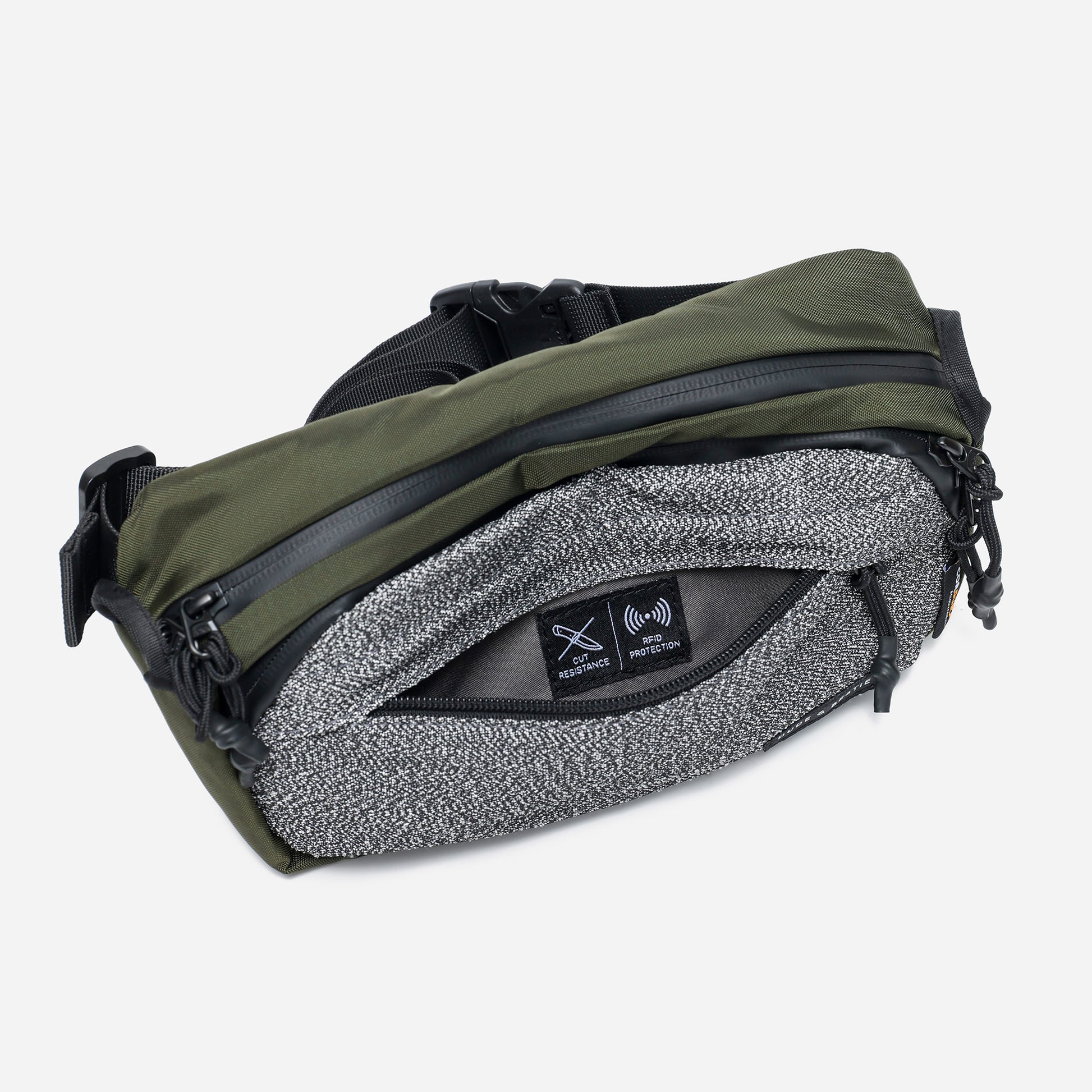 Anti-Theft Slash-Proof RFID Guard Sling Bag - Green Color