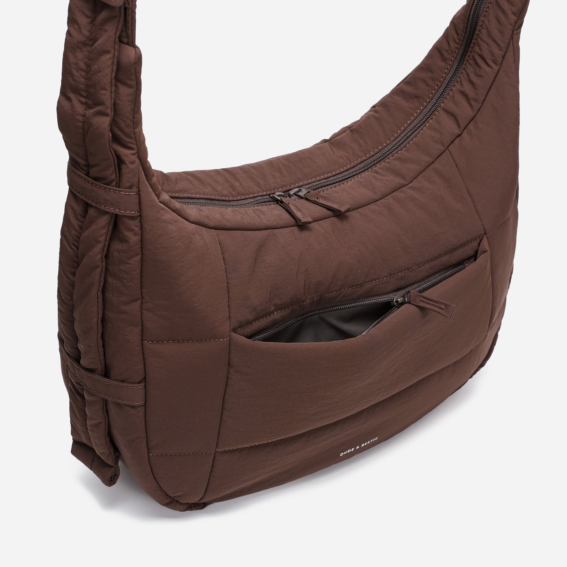 Puff Hobo Bag Crossbody Bags Dude & Bestie (Choco Brown)