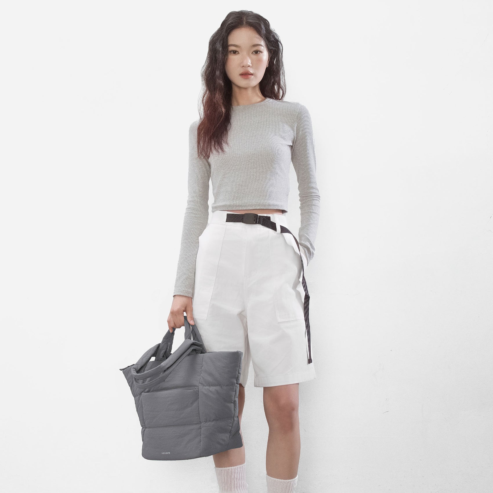 Puff Tote Bag Dude & Bestie (Cold Gray)