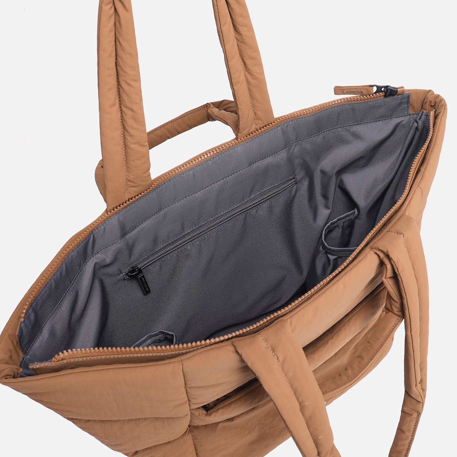 Puff Tote Bag Dude & Bestie (Mocha Brown)