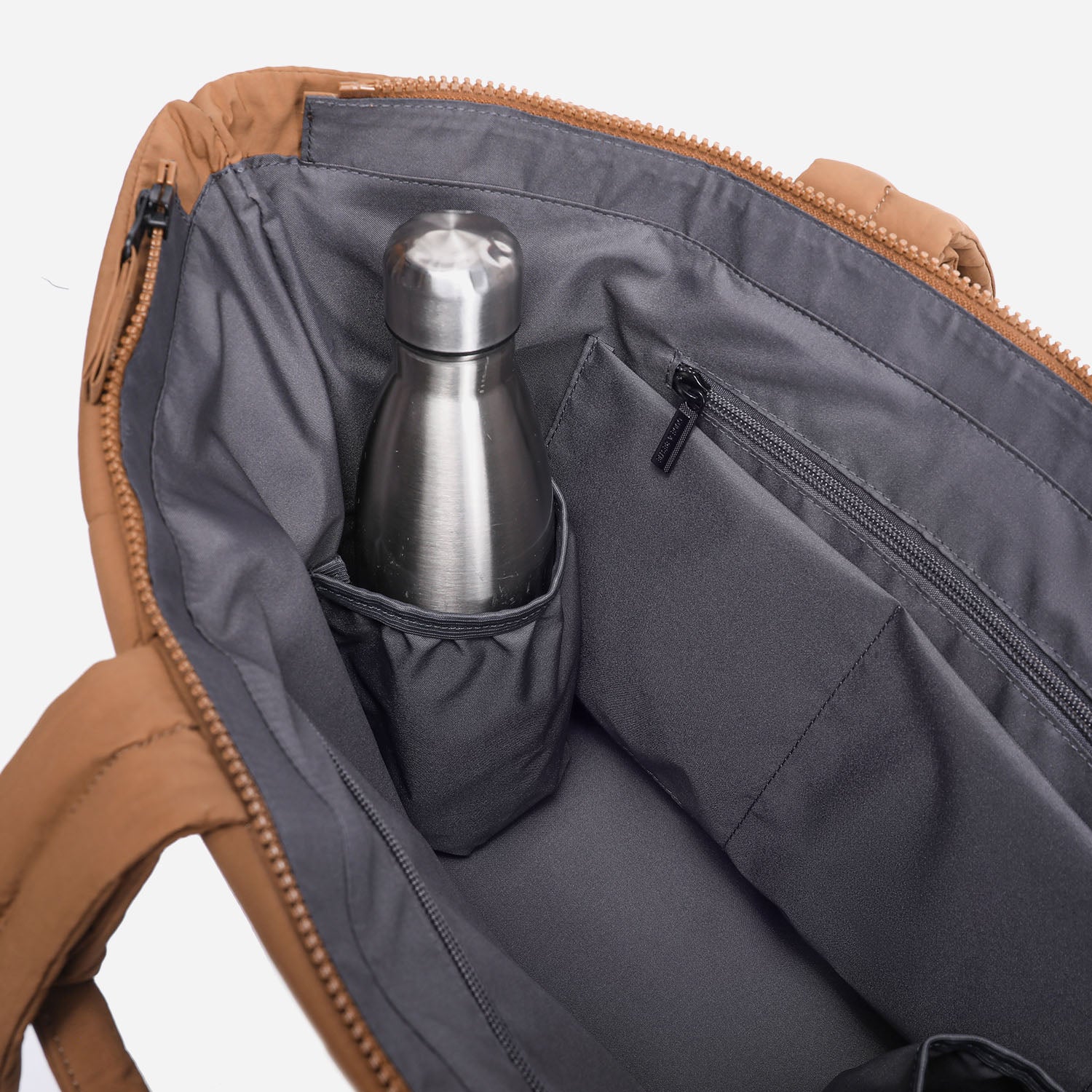 Puff Tote Bag Dude & Bestie (Mocha Brown)