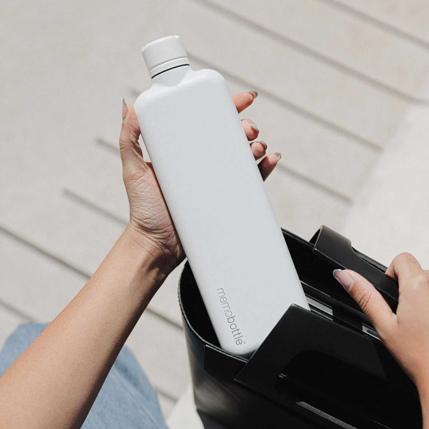 Slim memobottle (Stainless Steel) - White