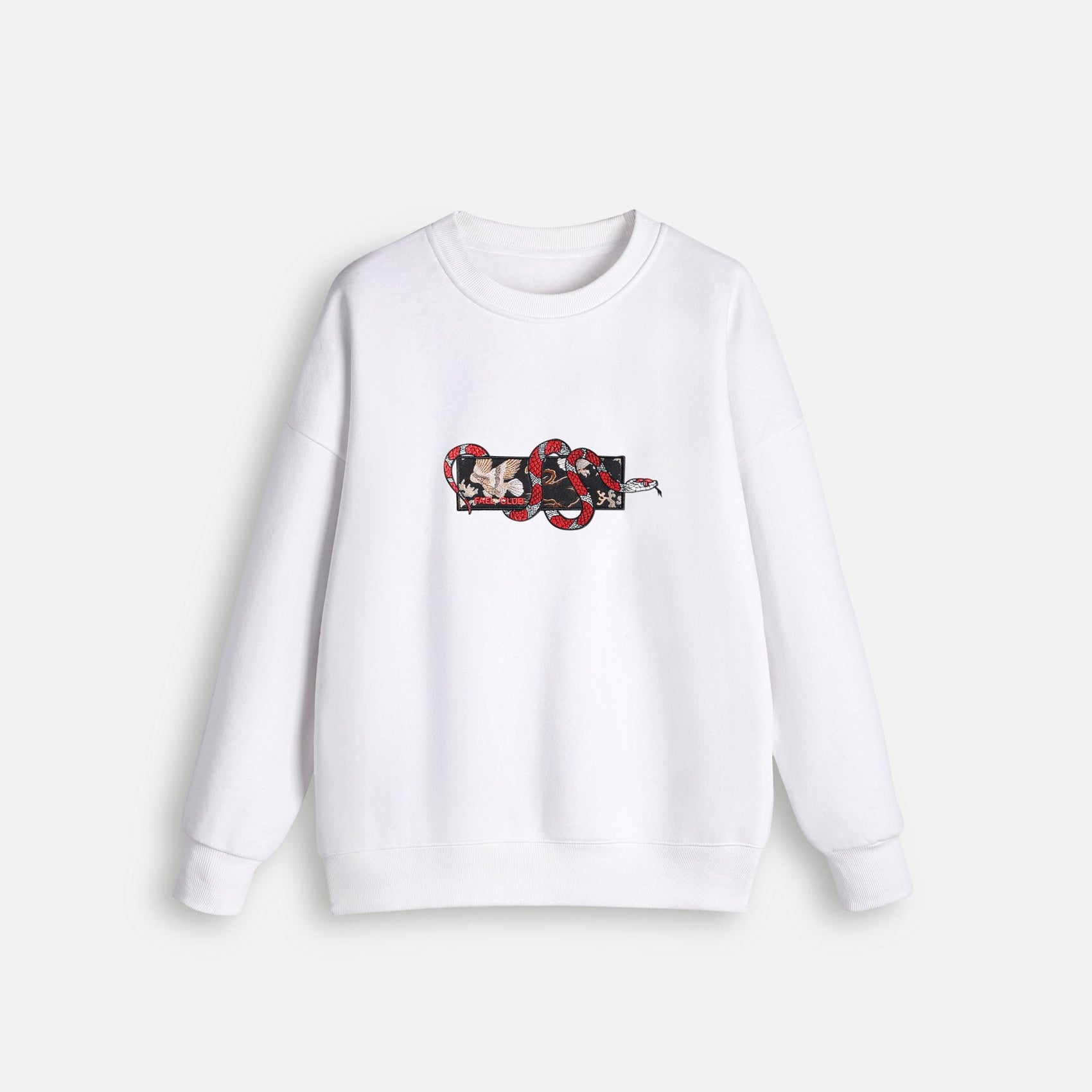 Swathshirt with Snake Embroidery - Majestic Eagle Sweatshirts Dude & Bestie (White)