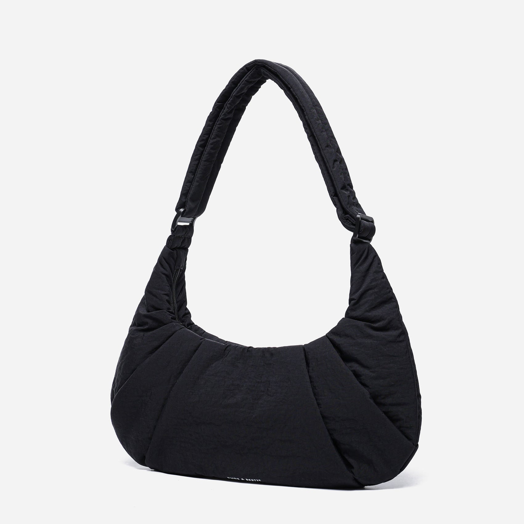 Dude & Bestie Puff Croissant Bag in Black, versatile all-match techwear crossbody bag