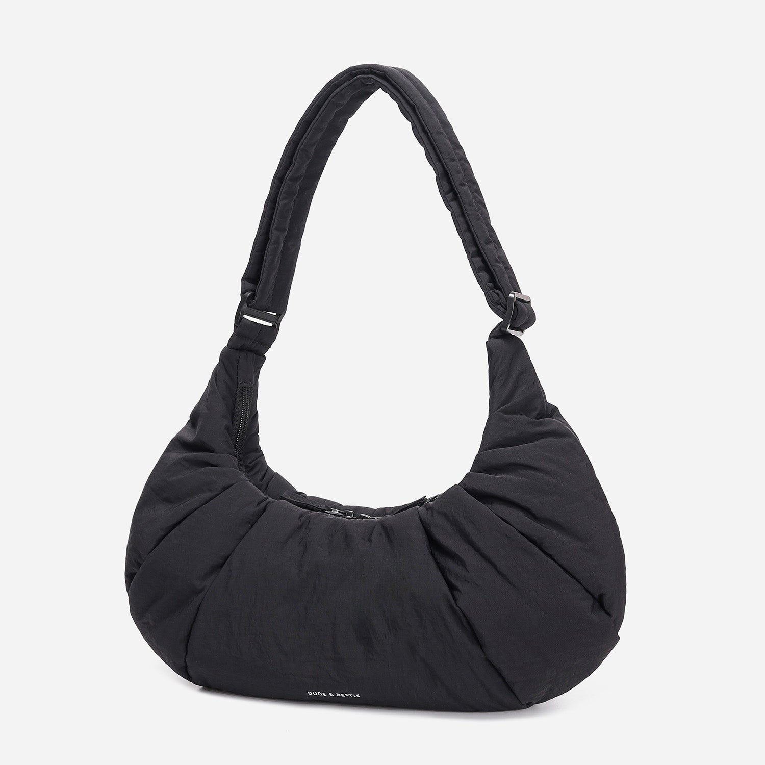 Dude & Bestie Puff Croissant Women Crossbody Shoulder Bag in black