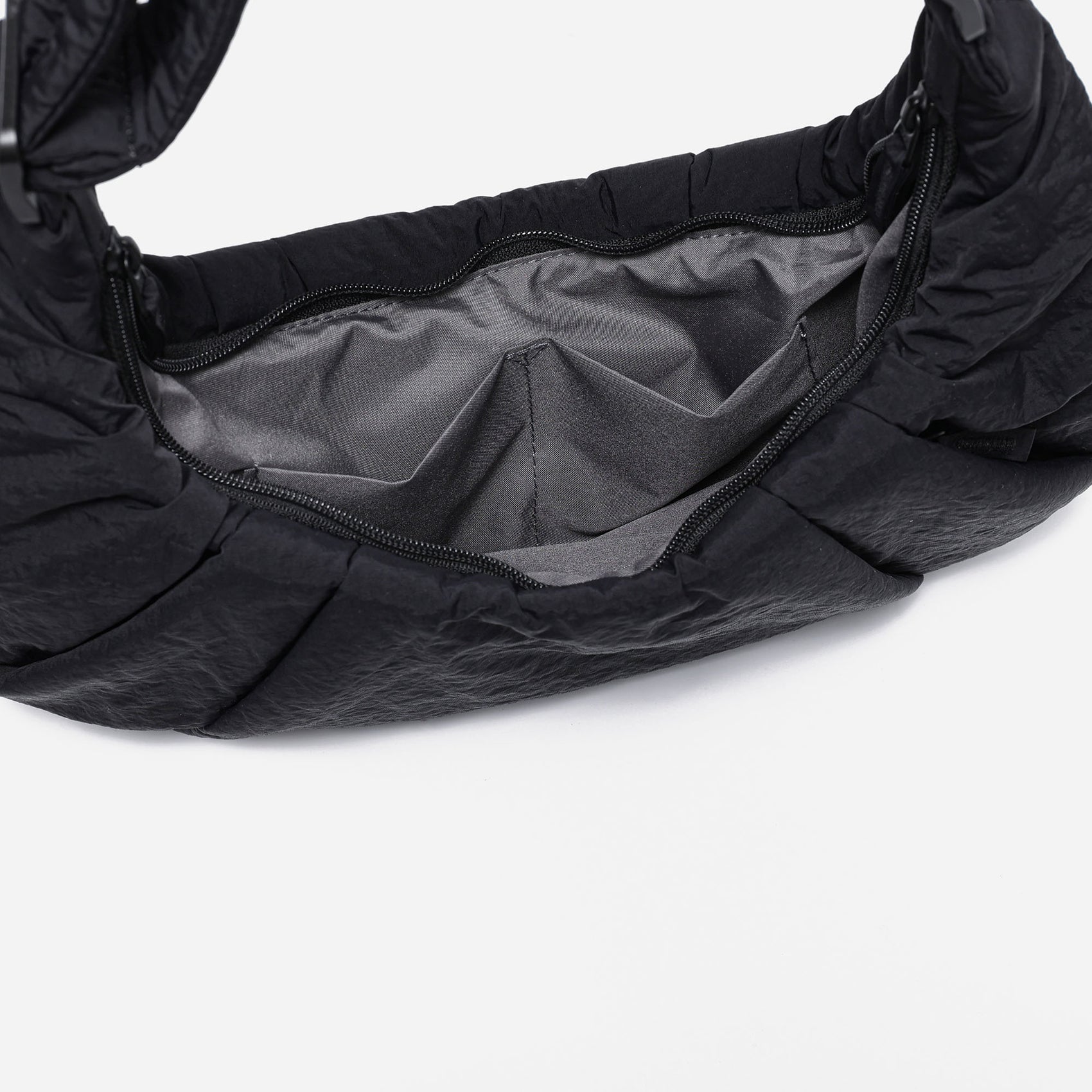 Dude & Bestie Puff Croissant Bag in Black, versatile all-match techwear crossbody bag