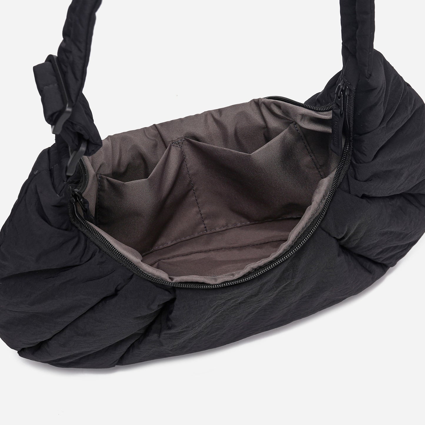 Dude & Bestie Puff Croissant Women Crossbody Shoulder Bag in black