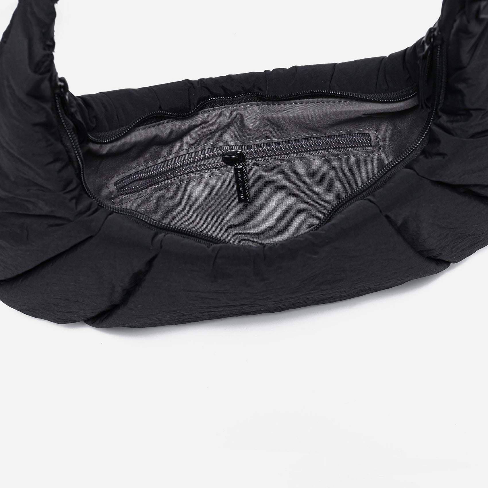Dude & Bestie Puff Croissant Bag in Black, versatile all-match techwear crossbody bag