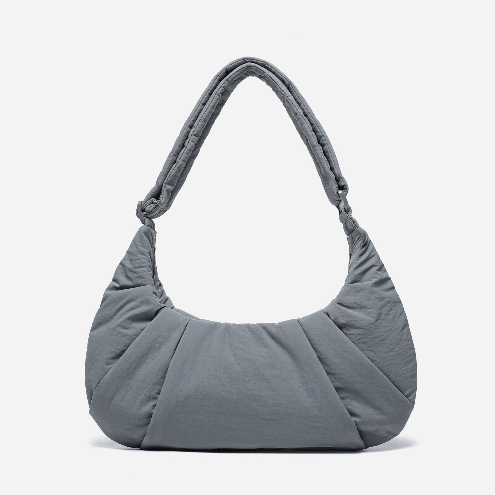 Dude & Bestie Puff Croissant Bag in Cold Gray, minimalist unisex streetwear bag