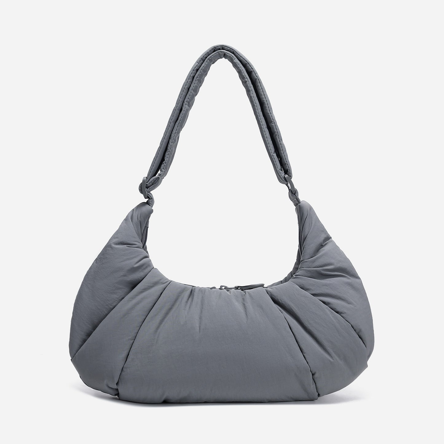 Dude & Bestie puffer-style Croissant Shoulder Bag in Cold Gray