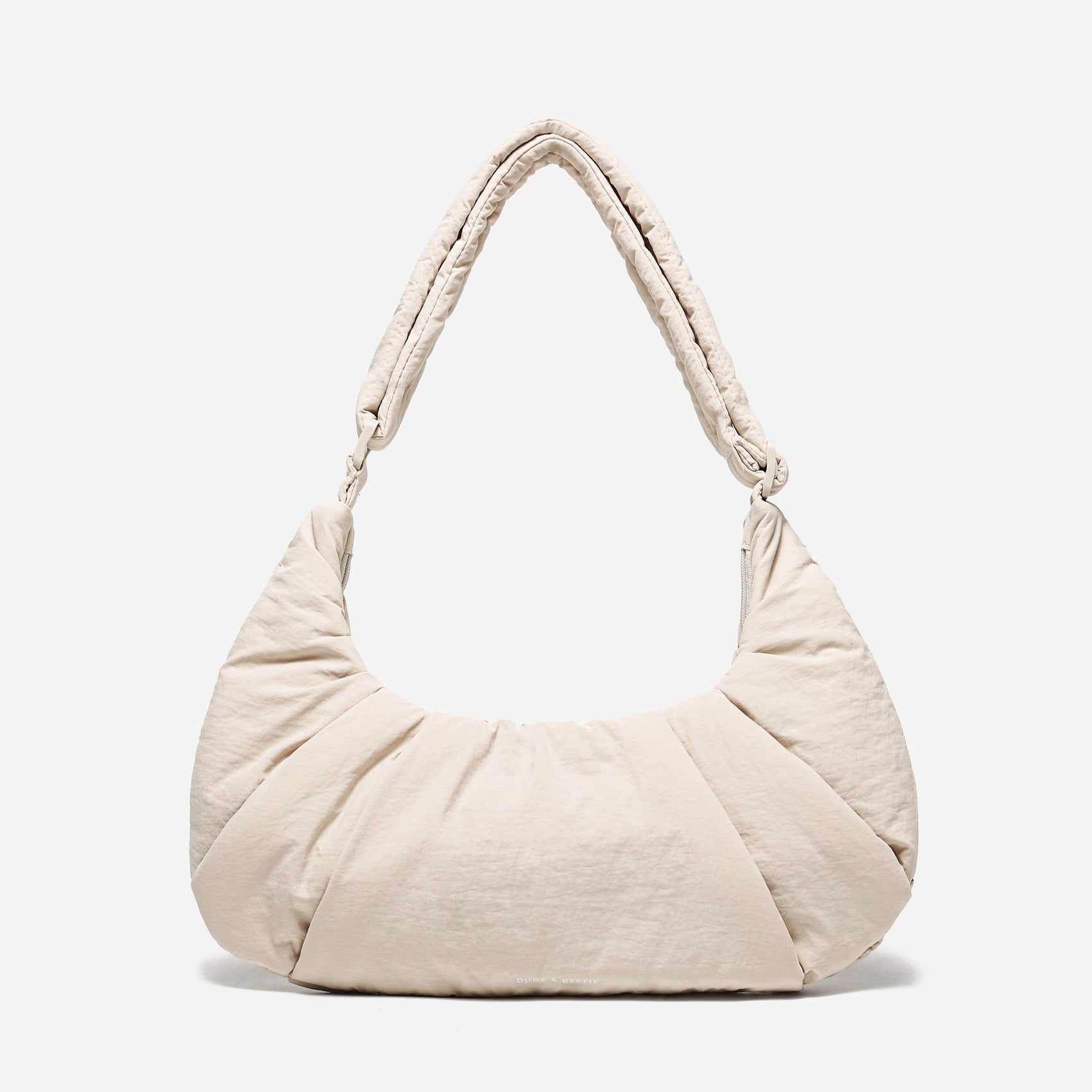 Dude & Bestie Puff Croissant Bag in Milk White, lightweight cloud-shaped shoulder bag