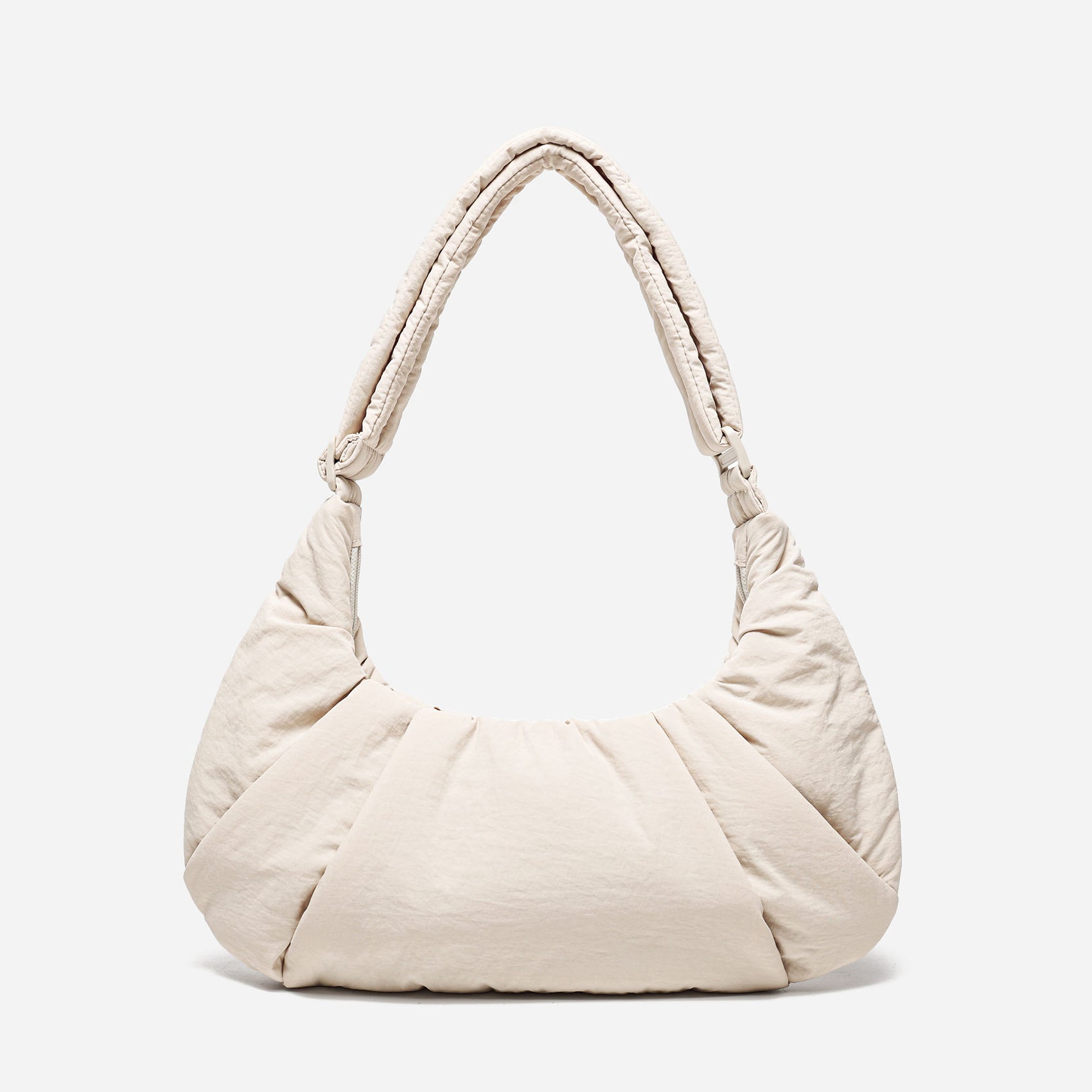 Dude & Bestie Puff Croissant Bag in Milk White, lightweight cloud-shaped shoulder bag