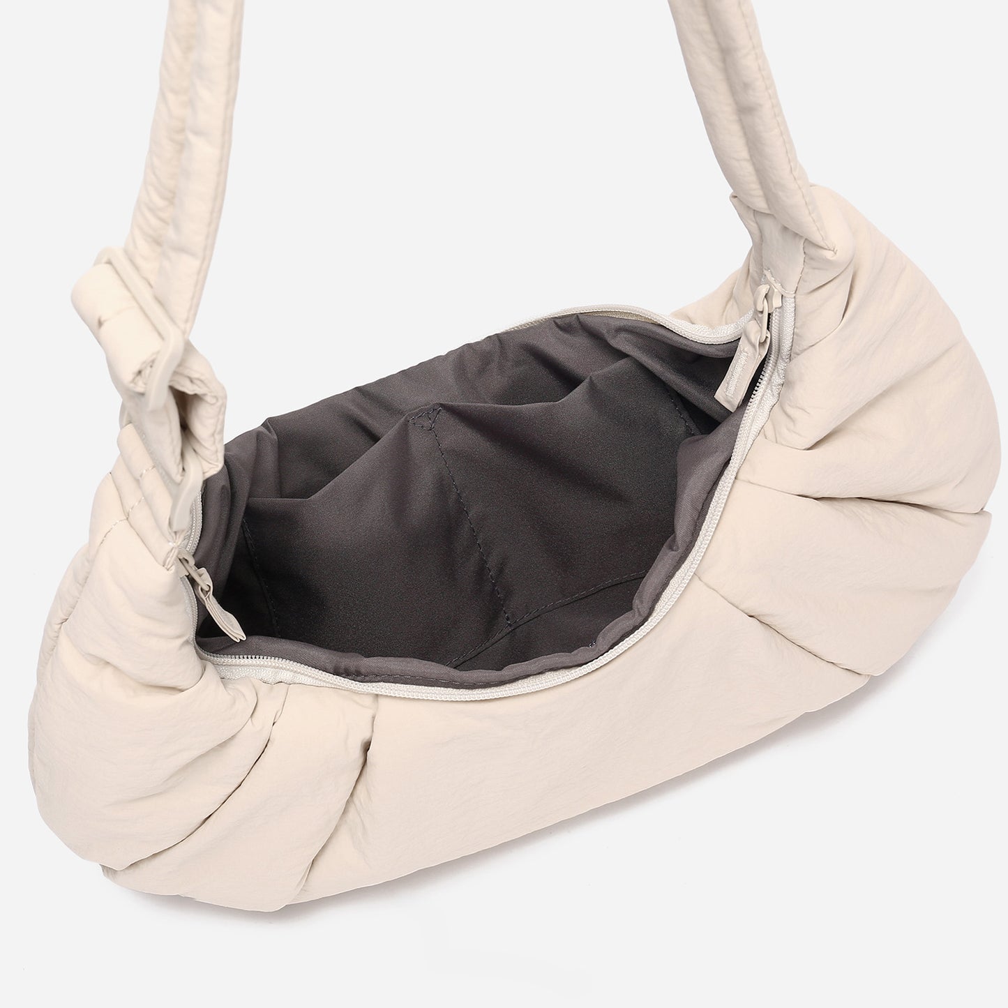 Dude & Bestie Puff Croissant Women Crossbody Shoulder Bag in Milk