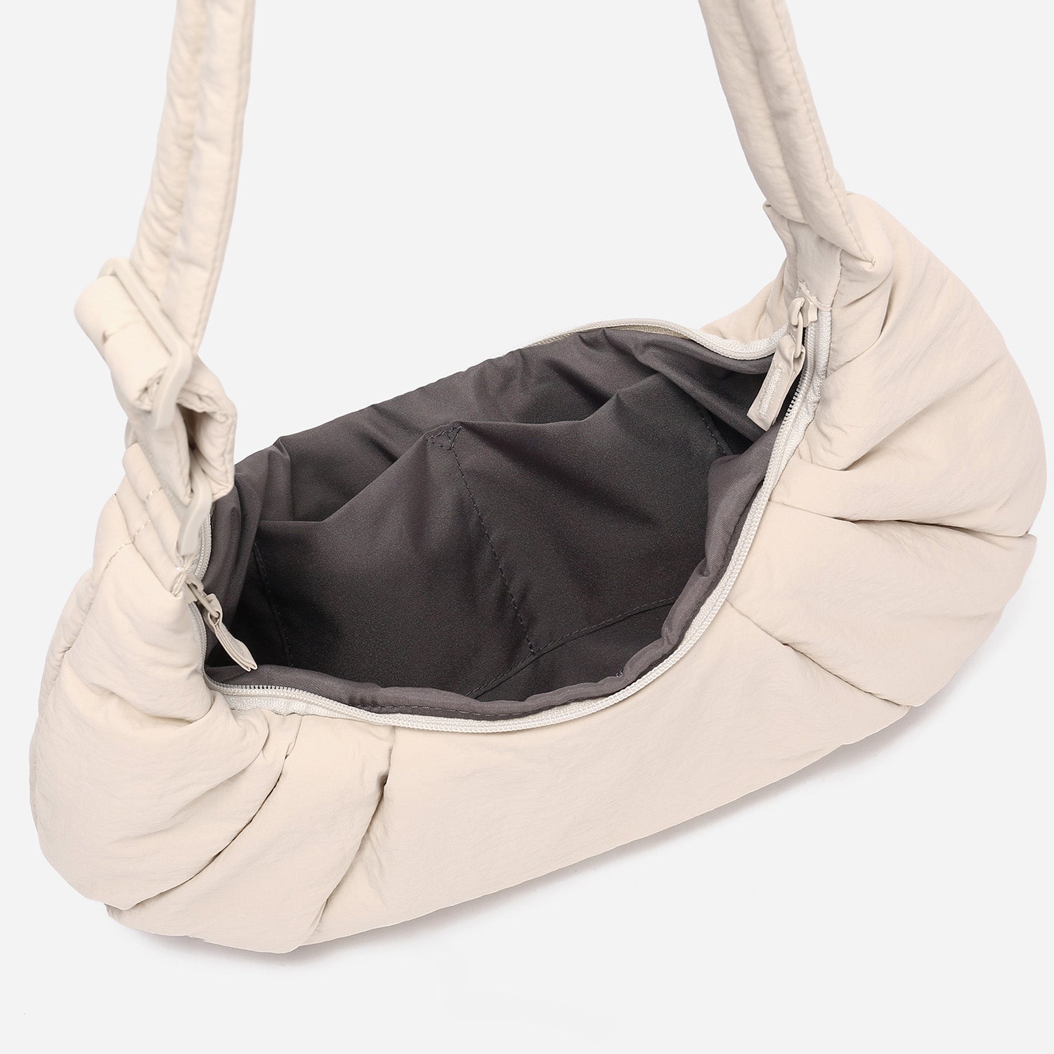 Dude & Bestie Puff Croissant Women Crossbody Shoulder Bag in Milk
