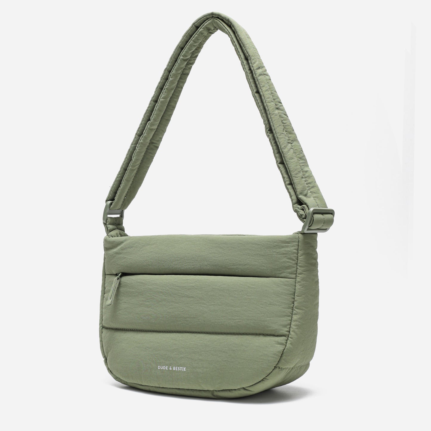 Dude & Bestie Puff Crossbody Bag in Khaki Green