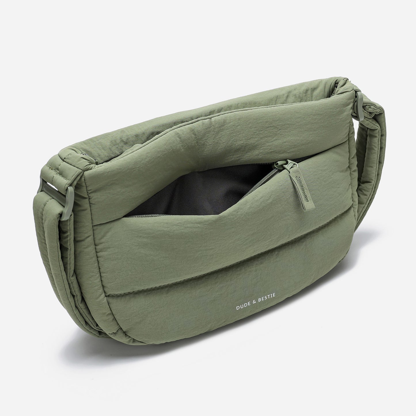 Dude & Bestie Puff Crossbody Bag in Khaki Green
