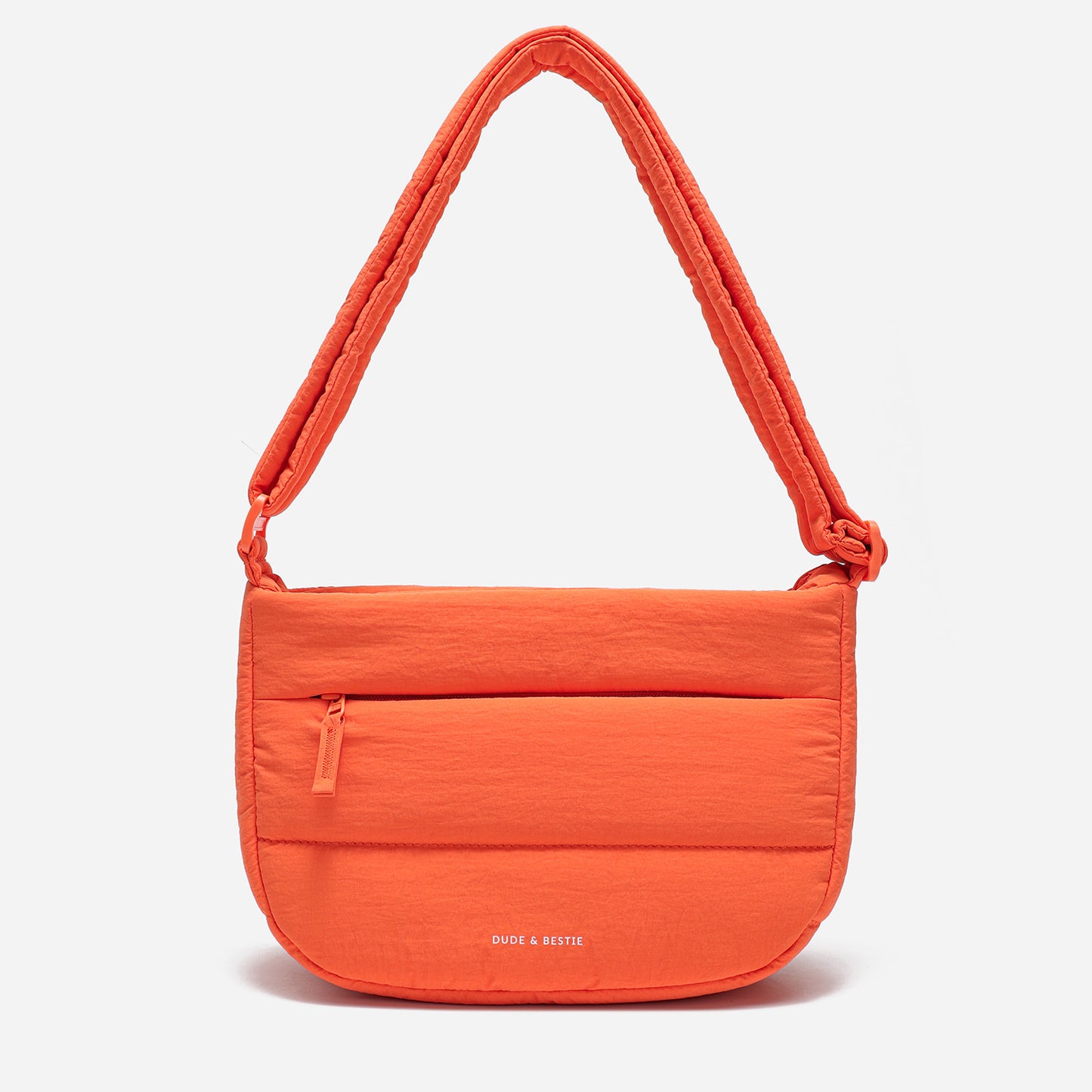 Dude & Bestie Puff Crossbody Bag in Bright Orange