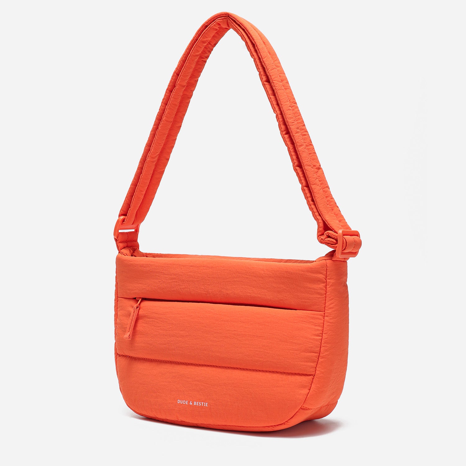 Dude & Bestie Puff Crossbody Bag in Bright Orange