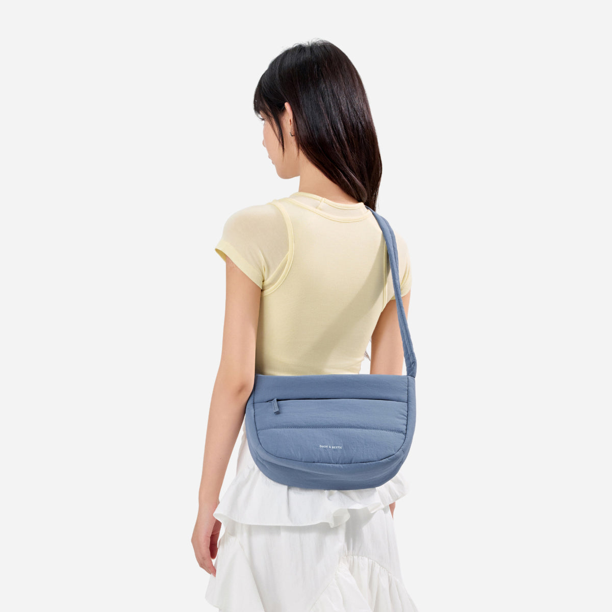 Dude & Bestie Puff Crossbody Bag in Slate Blue
