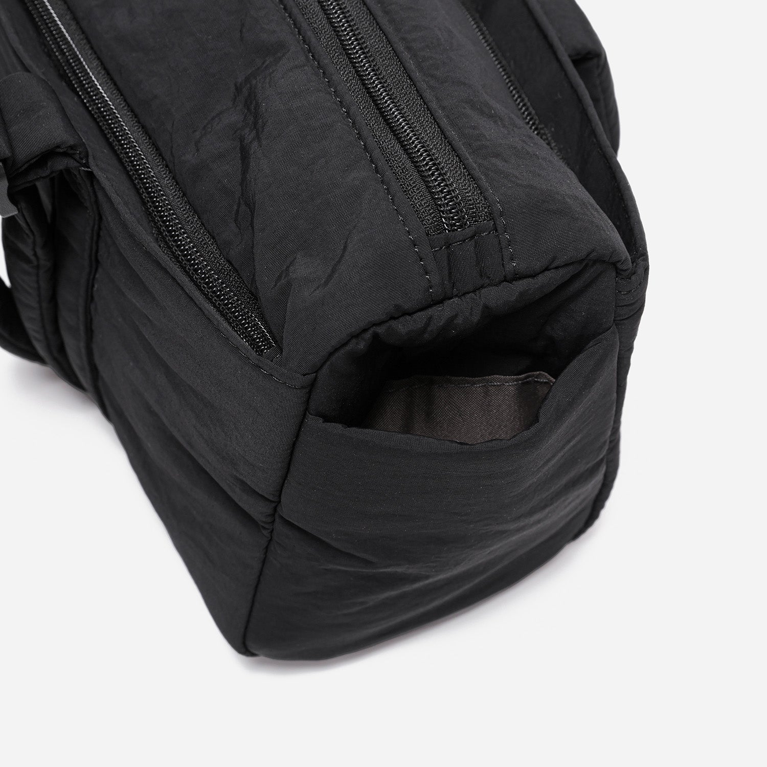 Dude & Bestie Puff Roll Baguette Bag in Black Color