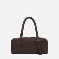 Dude & Bestie Puff Roll Baguette Bag in Choco Brown Color