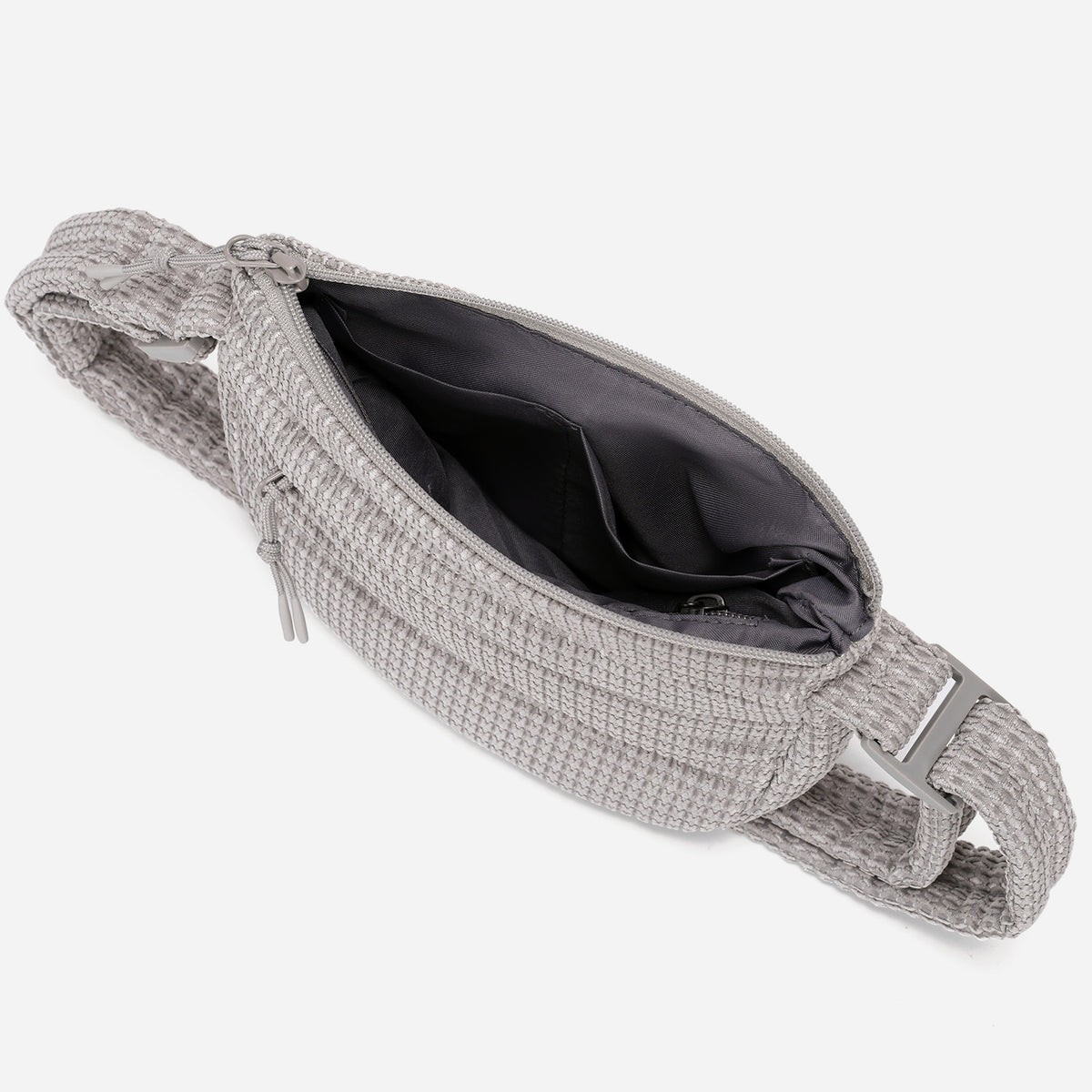A light dove gray woven corduroy shoulder bag by Dude & Bestie Winter 2026 Series