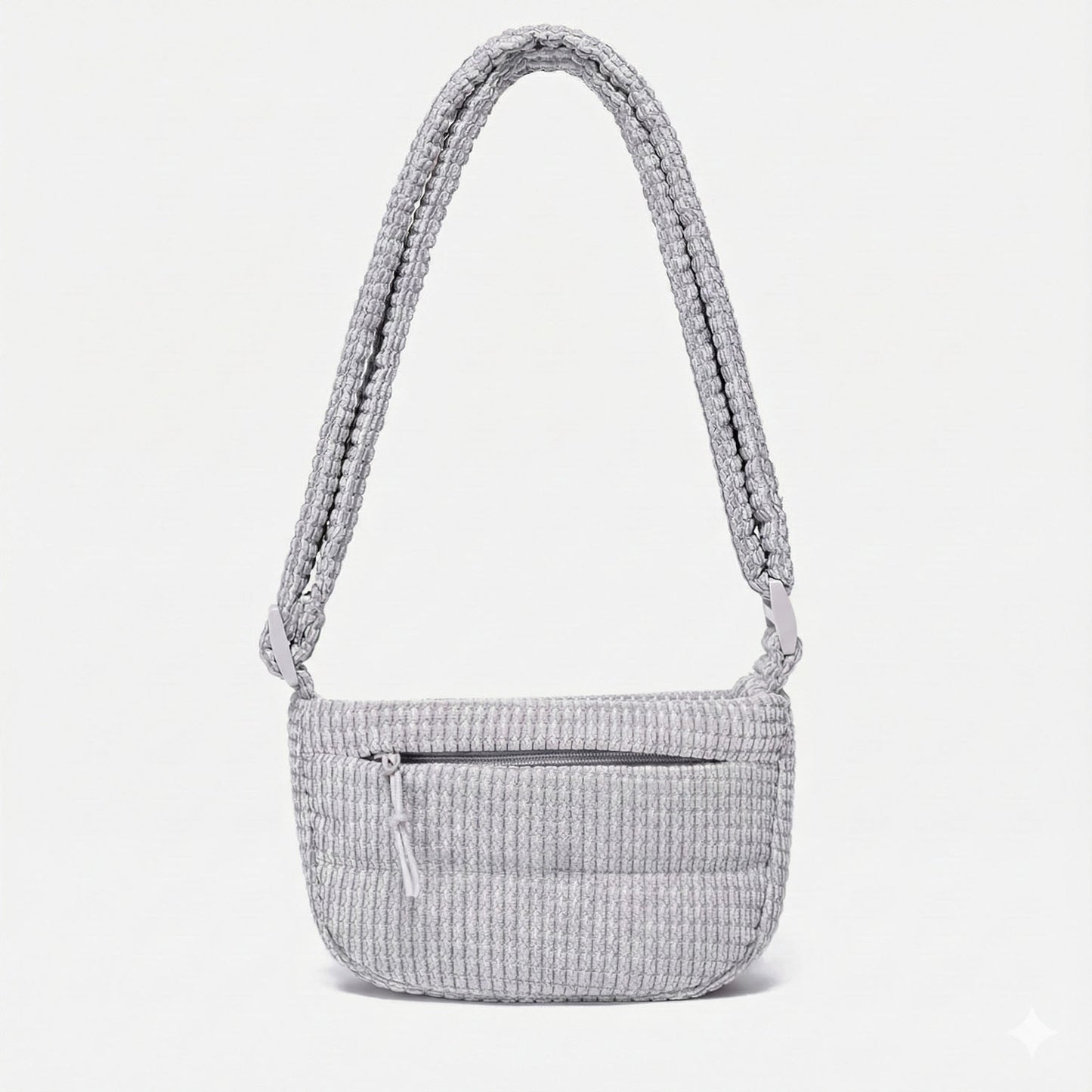 Small Puff Corduroy Crossbody Bag (Dove Gray)