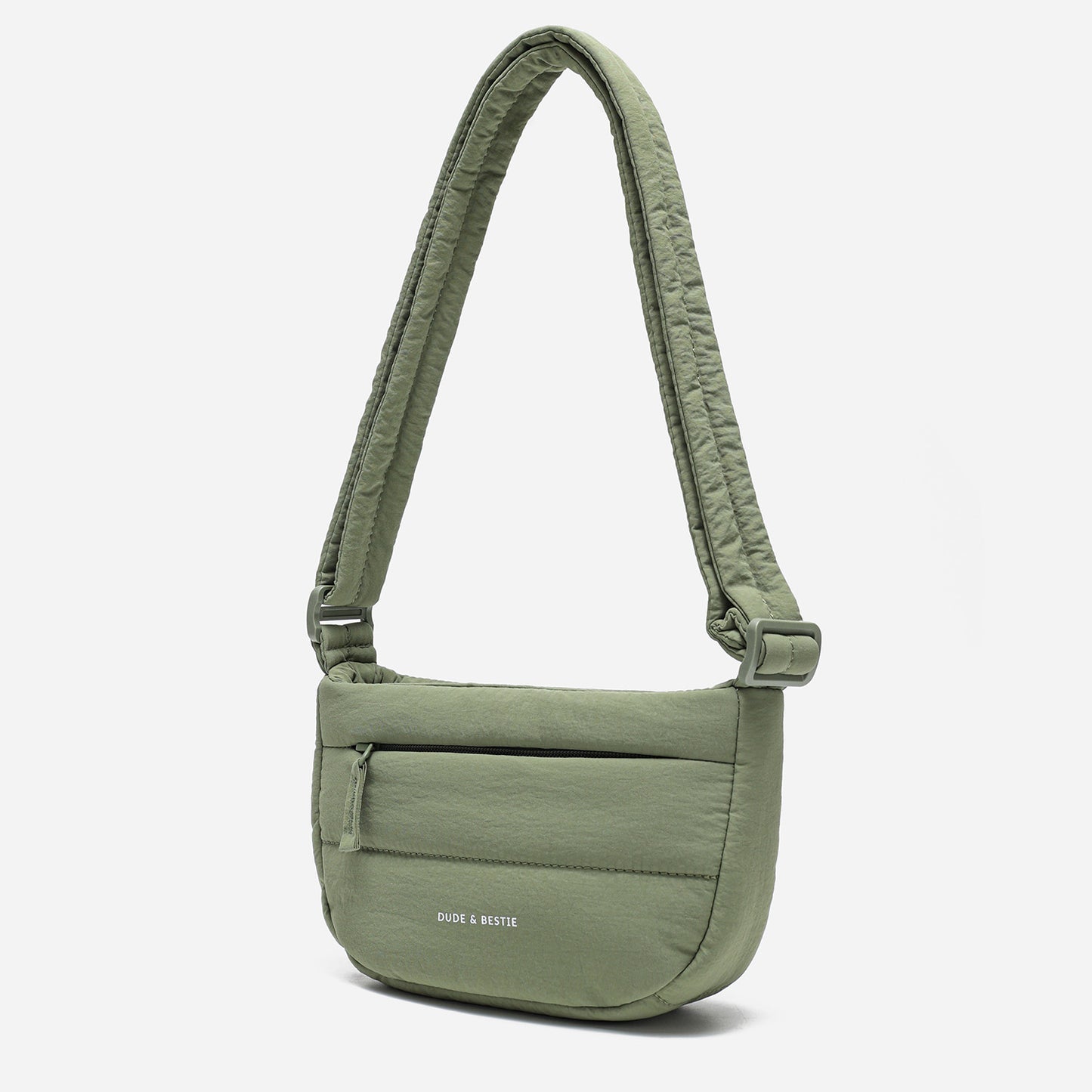 Dude & Bestie Small Puff Crossbody Bag in Khaki Green