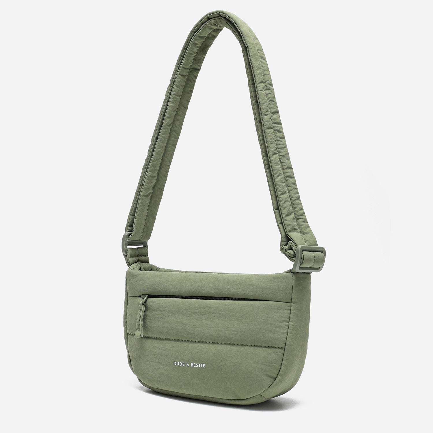 Dude & Bestie Small Puff Crossbody Bag in Khaki Green