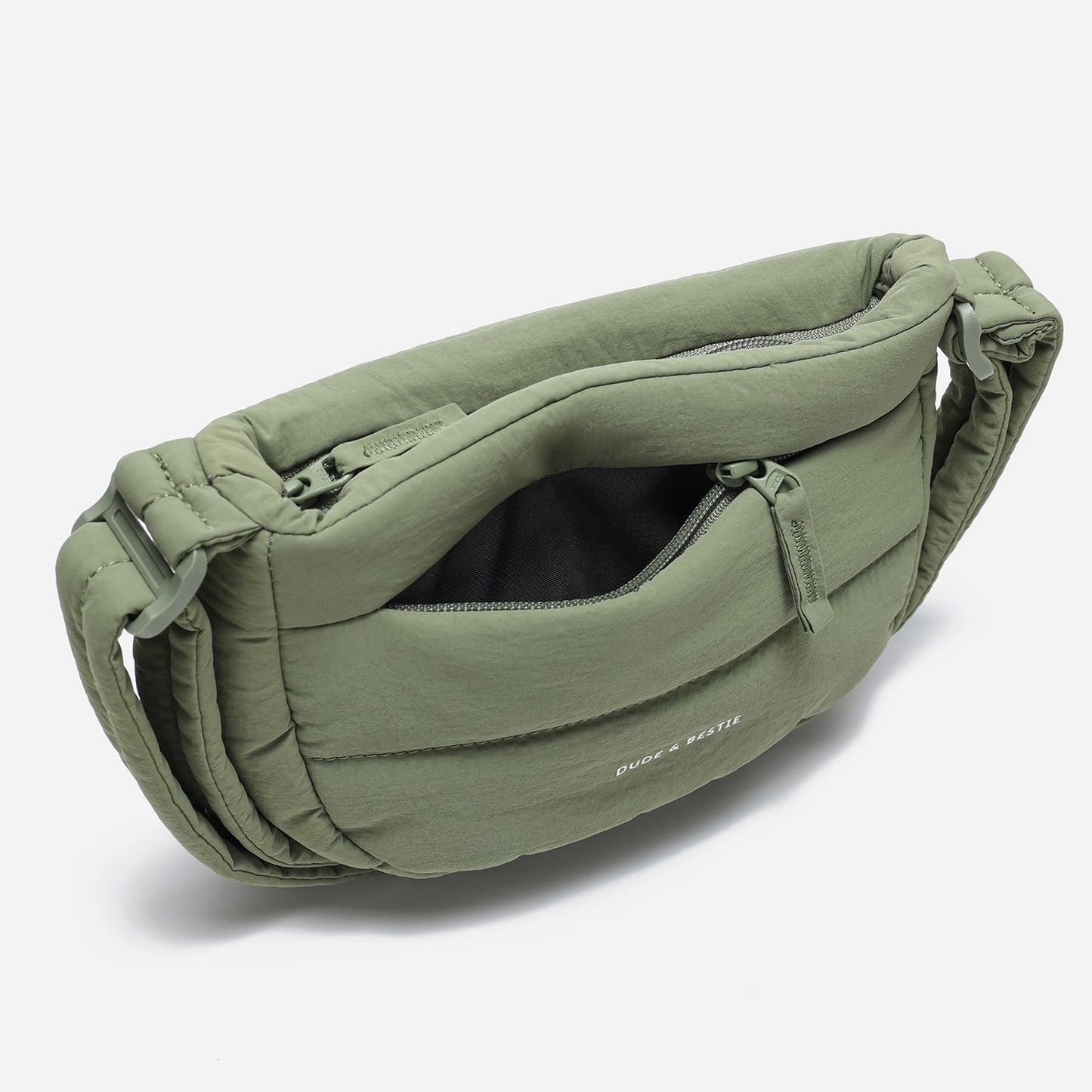 Dude & Bestie Small Puff Crossbody Bag in Khaki Green