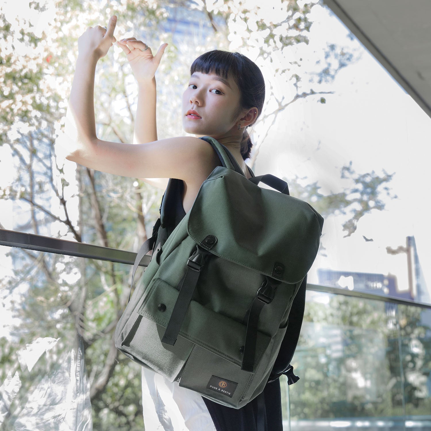 Dude & Bestie Little Predator Backpack - Greyish Green